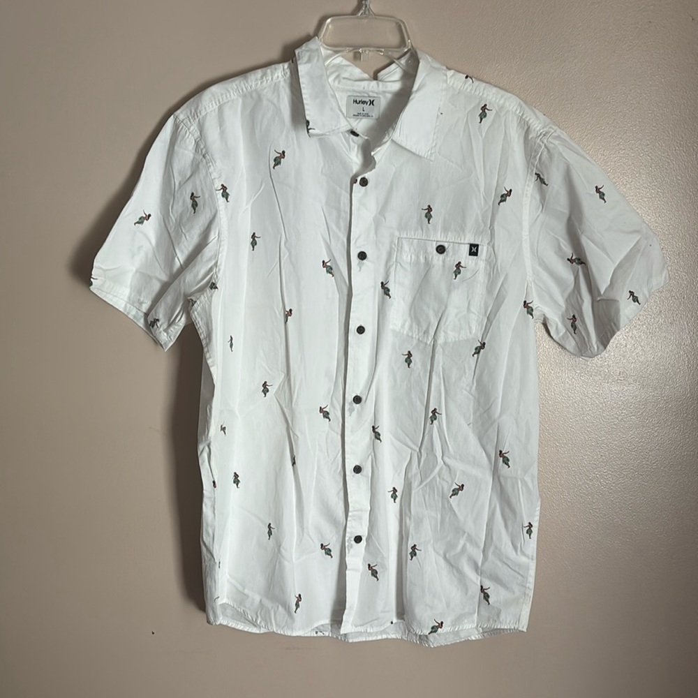 Men’s large Hurley hula girl, button-down shirt